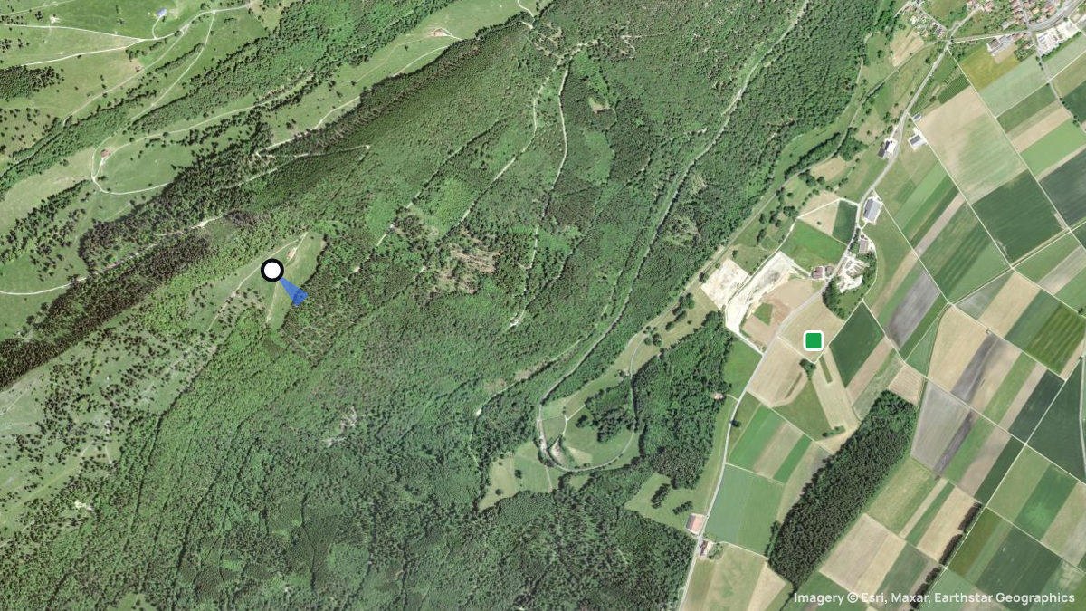 Satellitenkarte von La Cotelette mit Start- und Landeplätzen