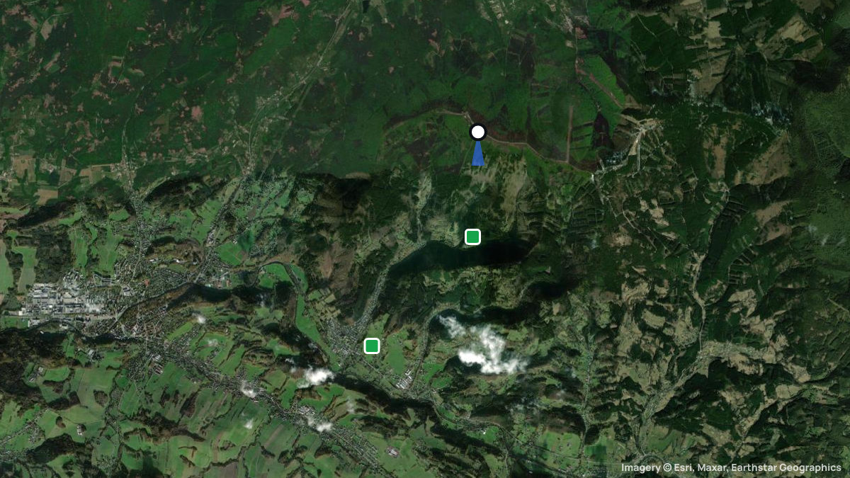 Satellite map of Radhost with its launches and landings