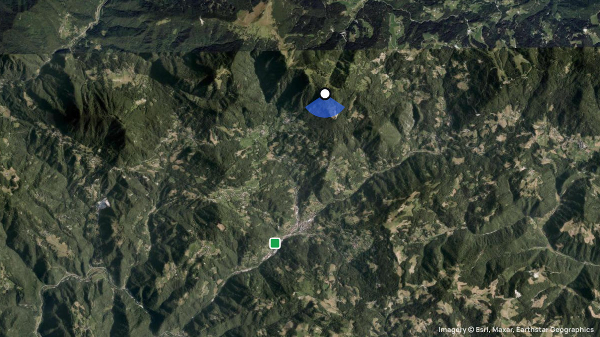 Satellite map of Porezen with its launches and landings