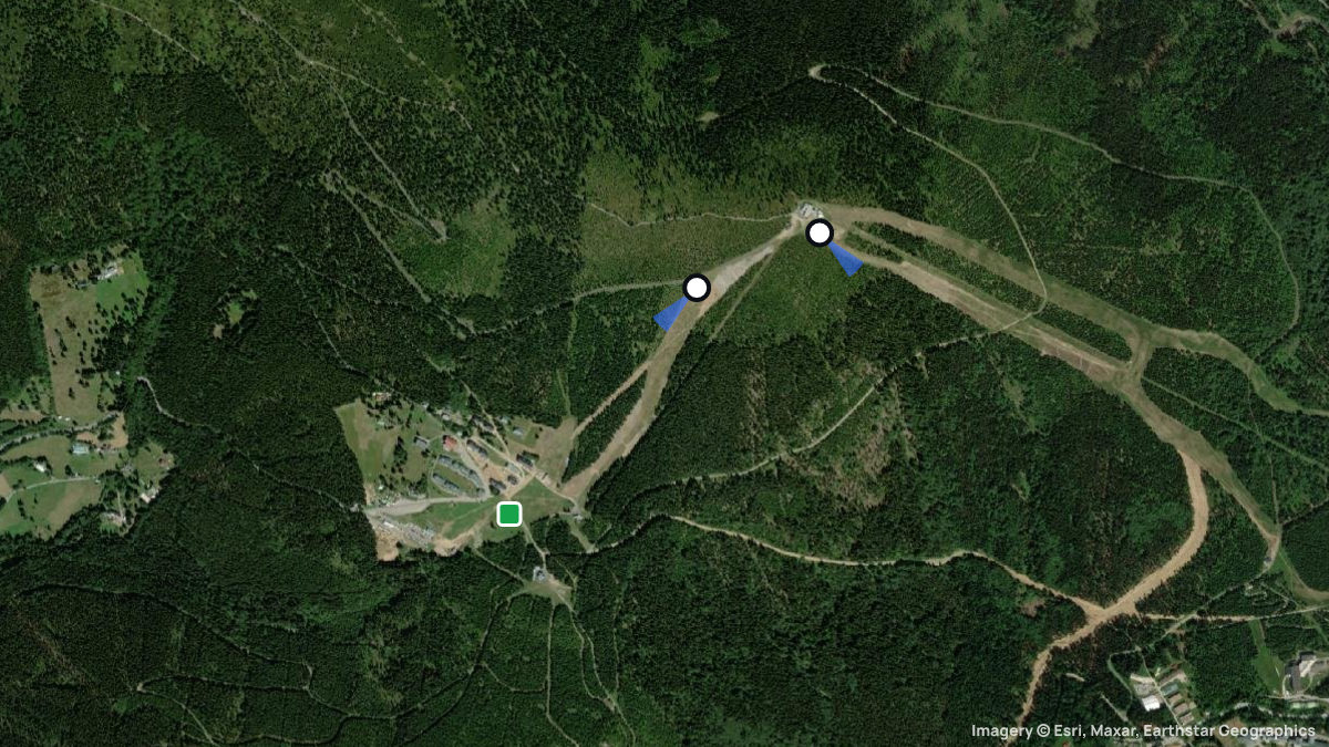 Satellite map of Medvedin with its launches and landings