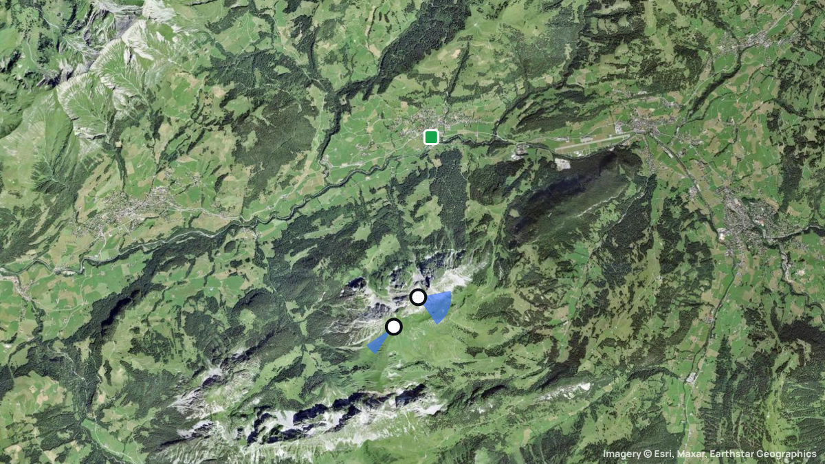 Satellitenkarte von Videmanette mit Start- und Landeplätzen