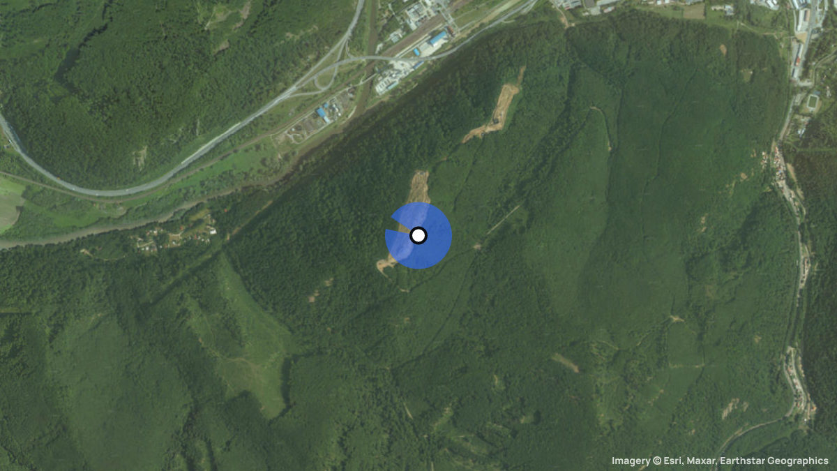 Satellite map of Pusty Hrad with its launches and landings