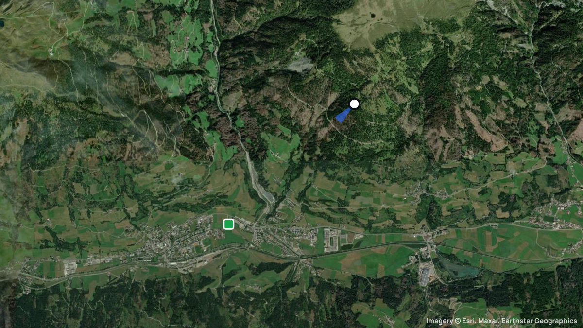 Satellitenkarte von Tessenberg mit Start- und Landeplätzen