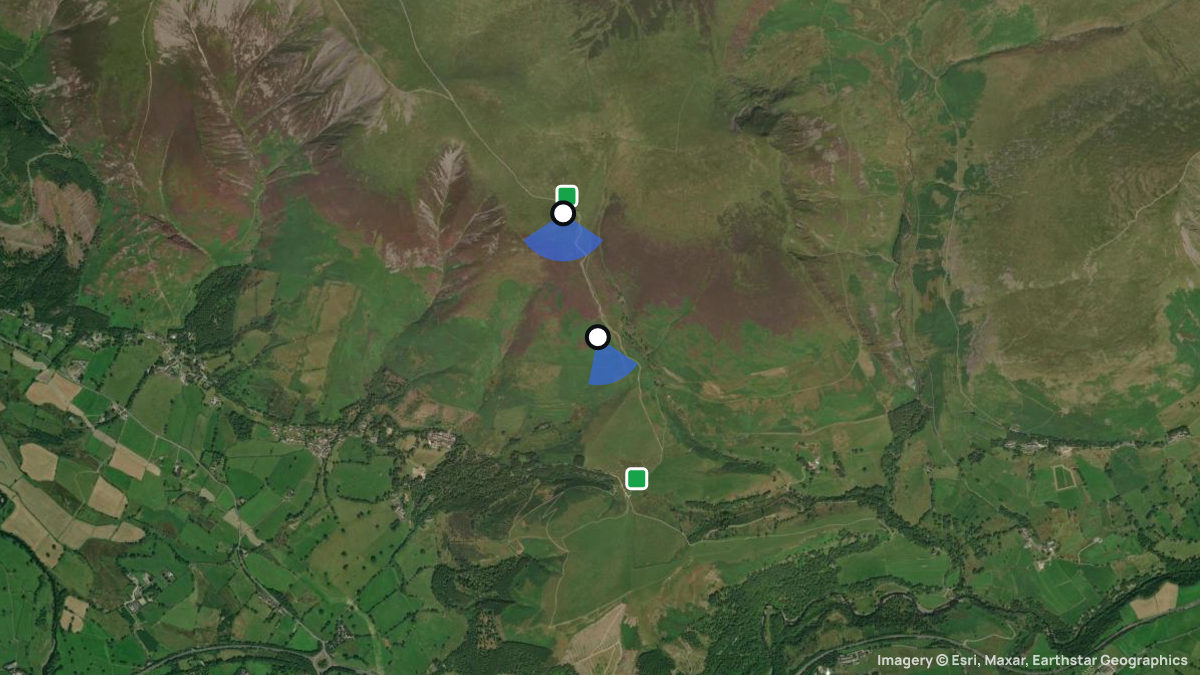 Satellitenkarte von Jenkin Hill mit Start- und Landeplätzen
