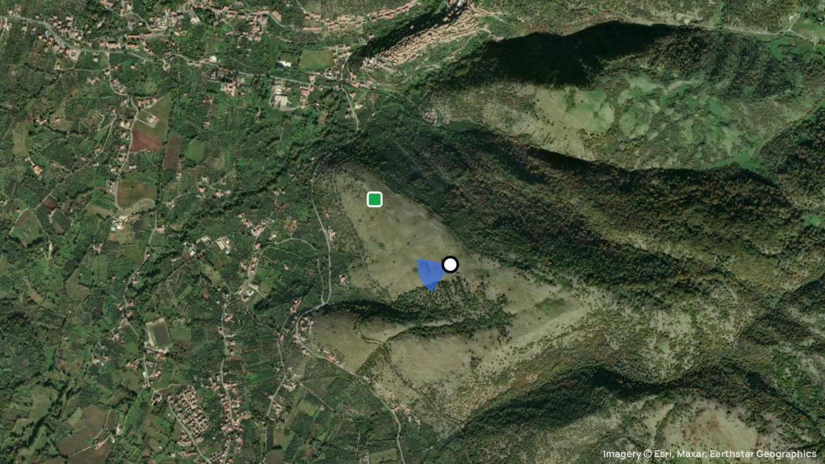 Satellitenkarte von Piglio mit Start- und Landeplätzen