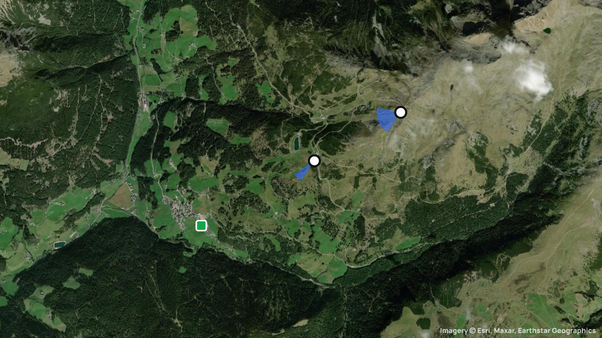 Satellite map of Pichlberg with its launches and landings