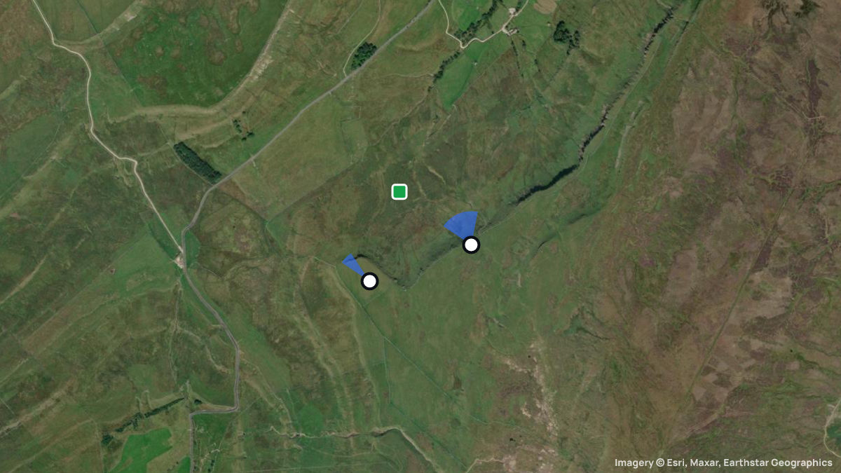 Satellite map of Bishopdale with its launches and landings
