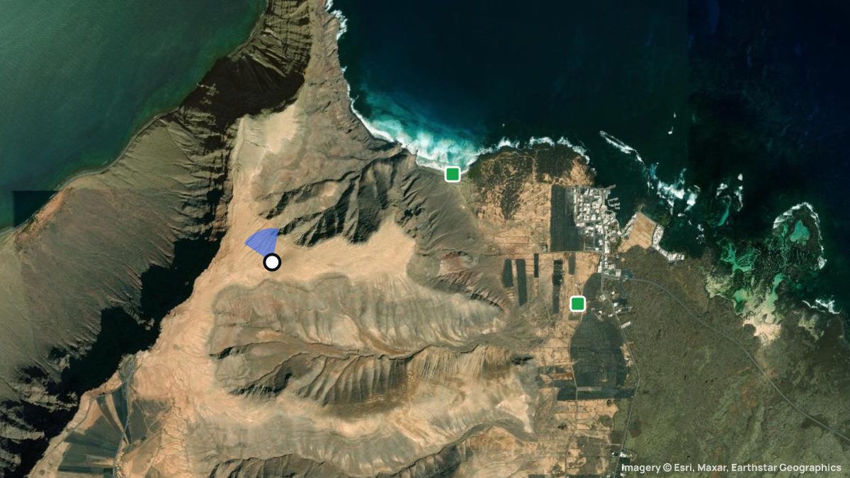 Satellitenkarte von Mirador del Rio mit Start- und Landeplätzen