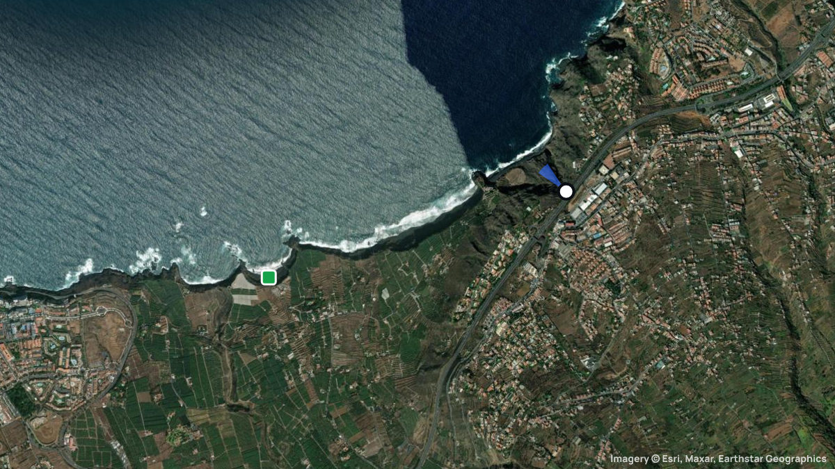 Satellite map of Los Patos with its launches and landings