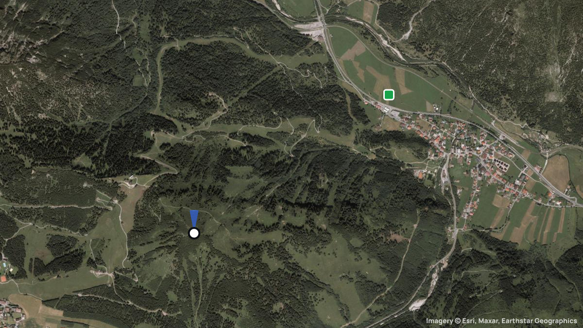 Satellitenkarte von Almkopf mit Start- und Landeplätzen