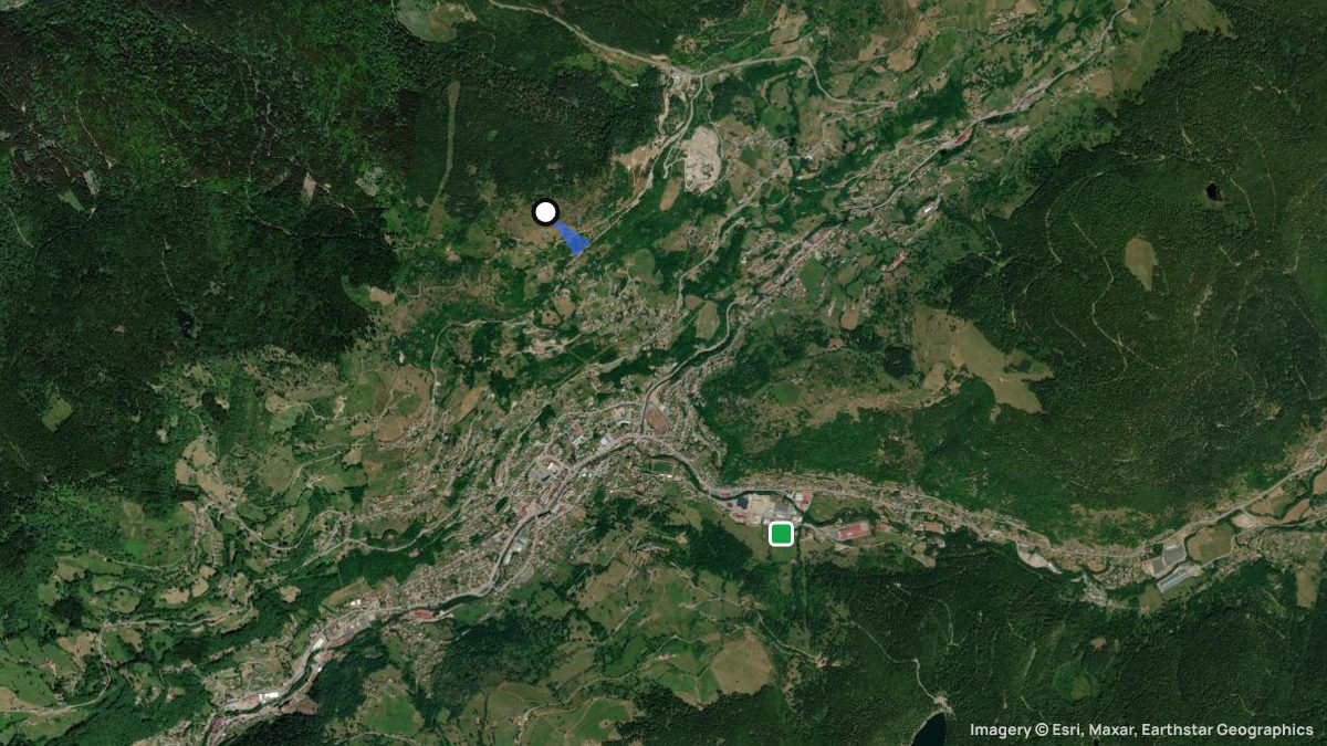Satellitenkarte von Moutiers des Fees mit Start- und Landeplätzen