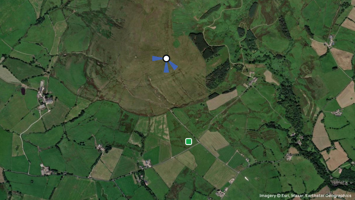 Satellite map of Parlick with its launches and landings