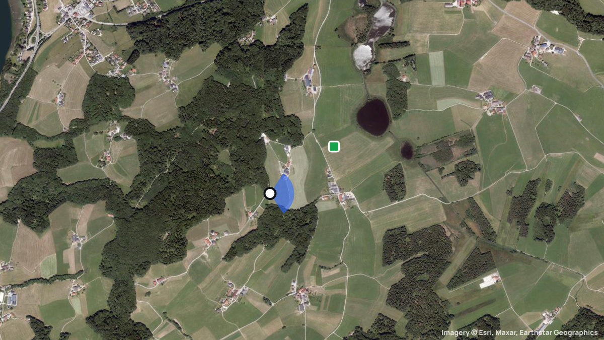 Satellitenkarte von Buchberg mit Start- und Landeplätzen