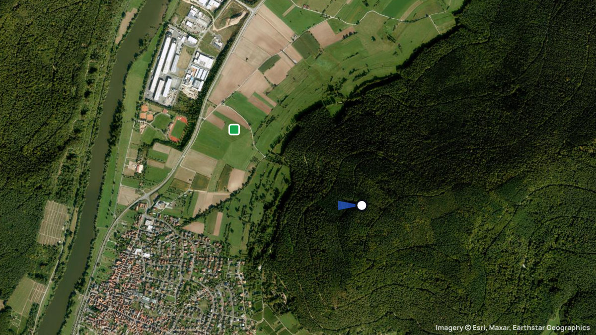 Satellitenkarte von Wannenberg mit Start- und Landeplätzen
