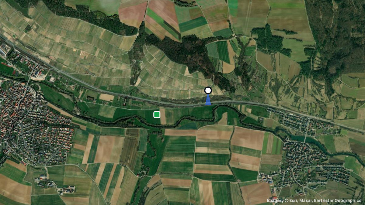 Satellitenkarte von Elpersheim S mit Start- und Landeplätzen