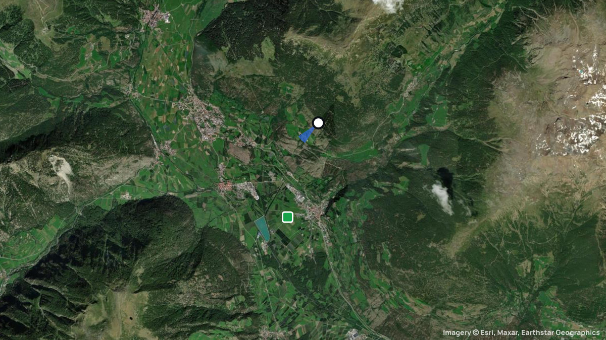 Satellite map of Schluderns with its launches and landings