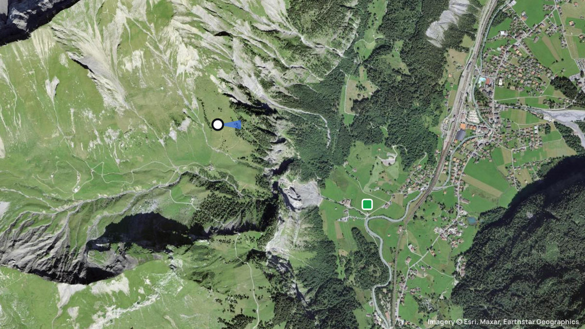 Satellitenkarte von Allmenalp mit Start- und Landeplätzen