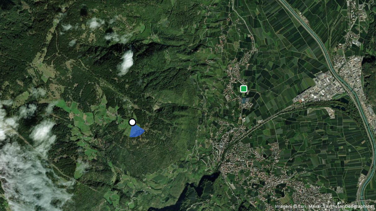 Satellite map of Vigiljoch with its launches and landings