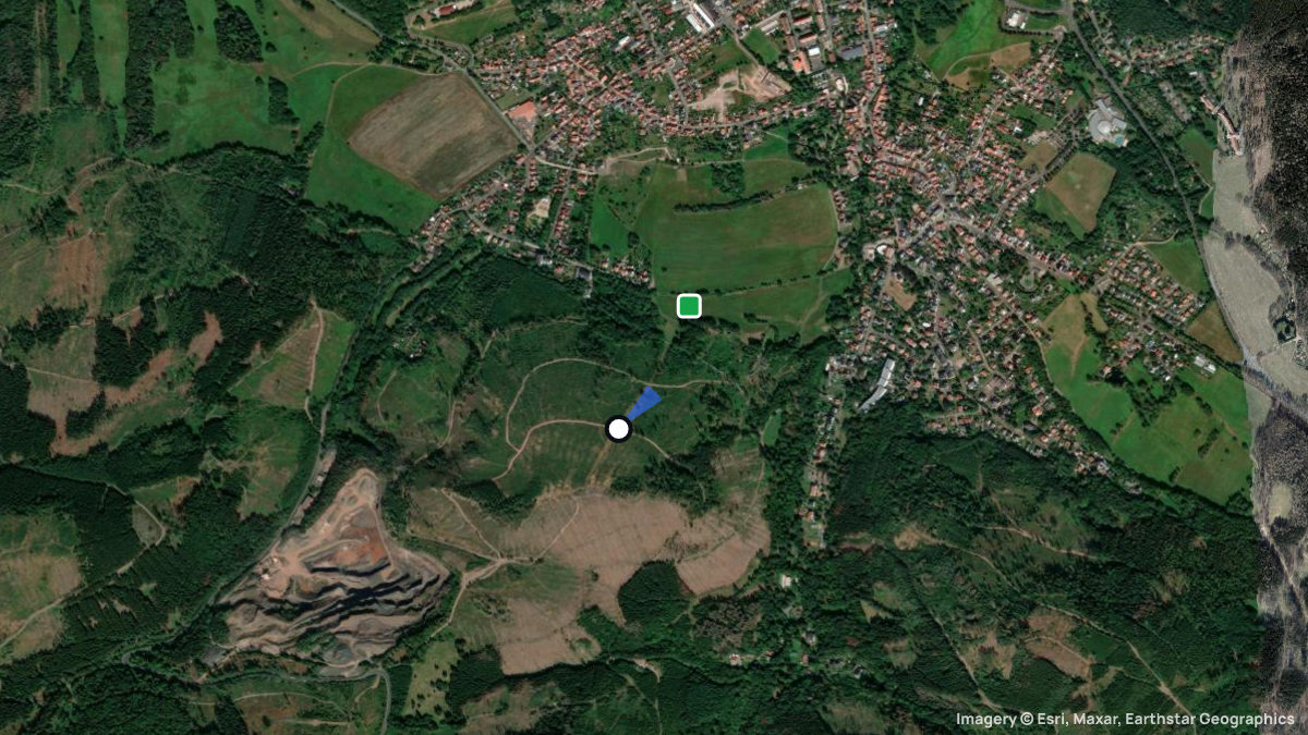 Satellite map of Datenberg with its launches and landings
