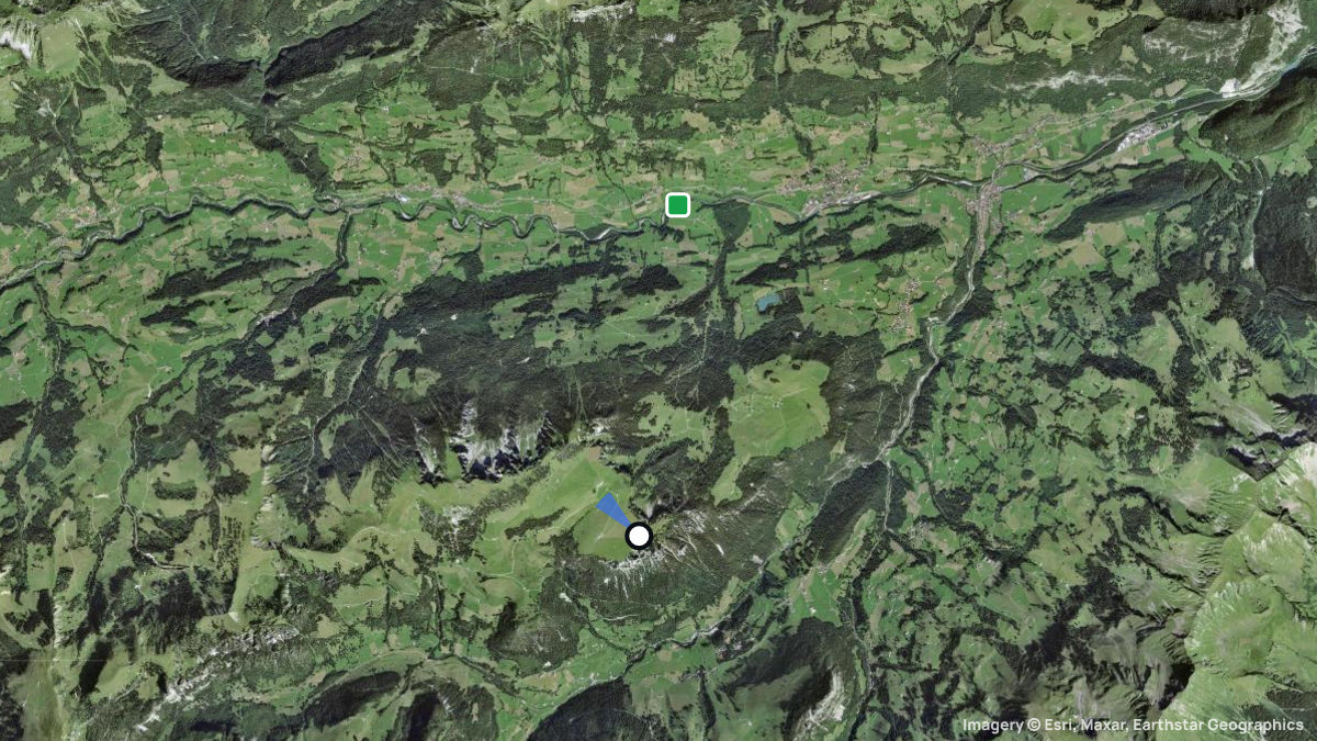 Satellitenkarte von Abendberg mit Start- und Landeplätzen