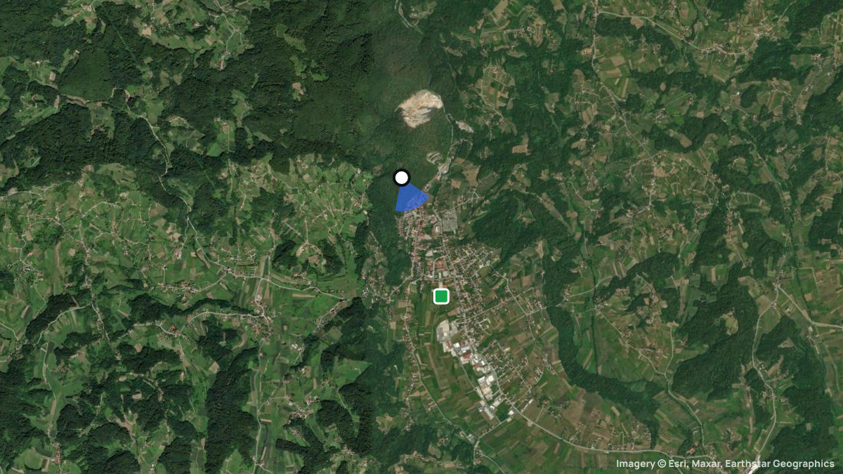 Satellitenkarte von Pregrada mit Start- und Landeplätzen
