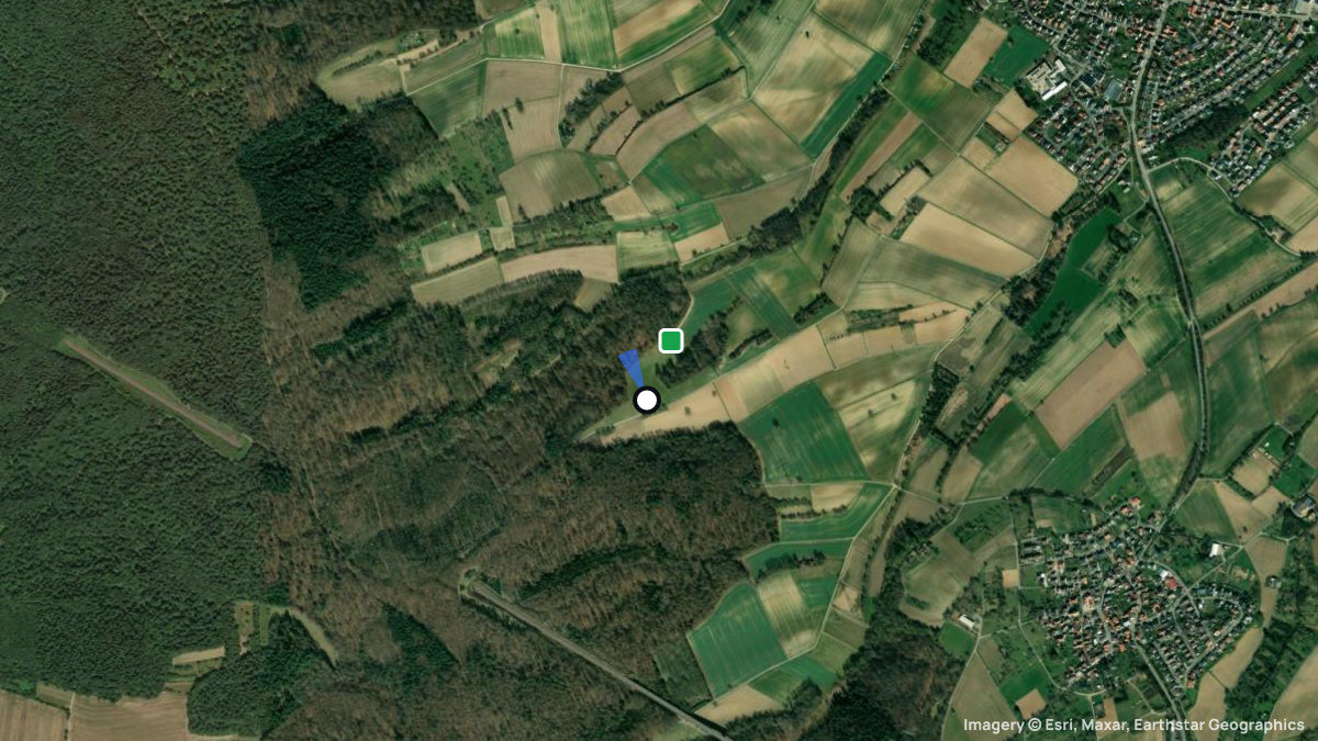 Satellitenkarte von Grummer Acker mit Start- und Landeplätzen