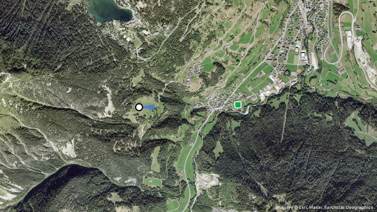Satellite map of Orsieres with its launches and landings