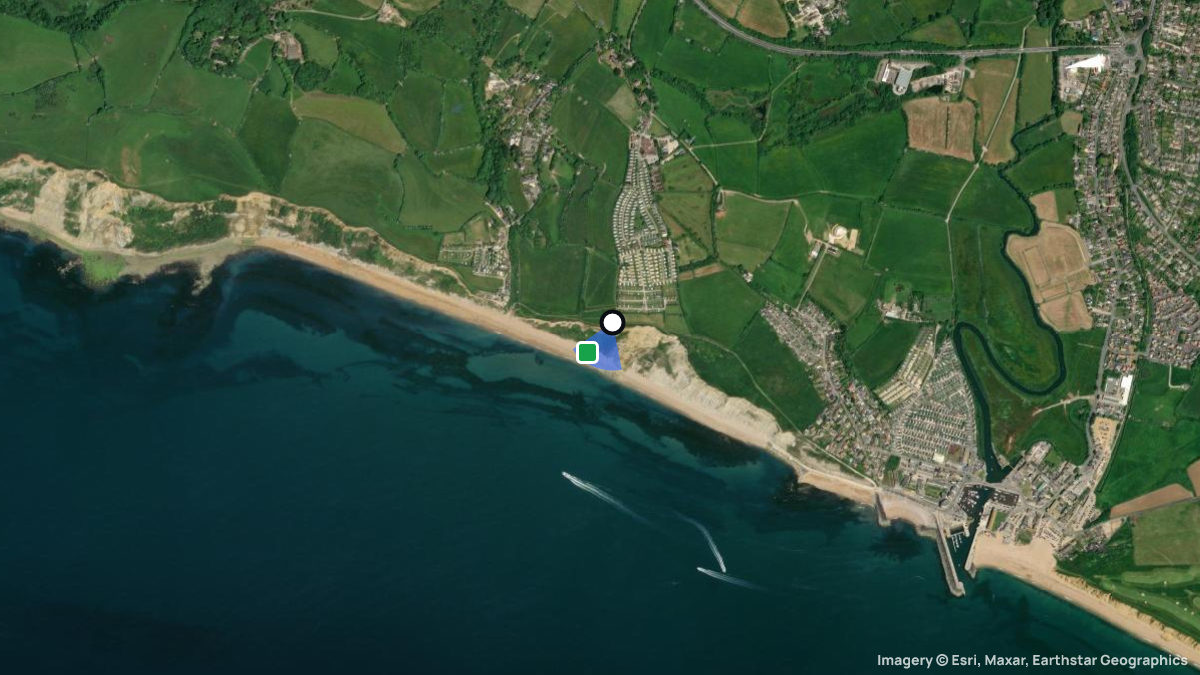 Satellitenkarte von Eype mit Start- und Landeplätzen