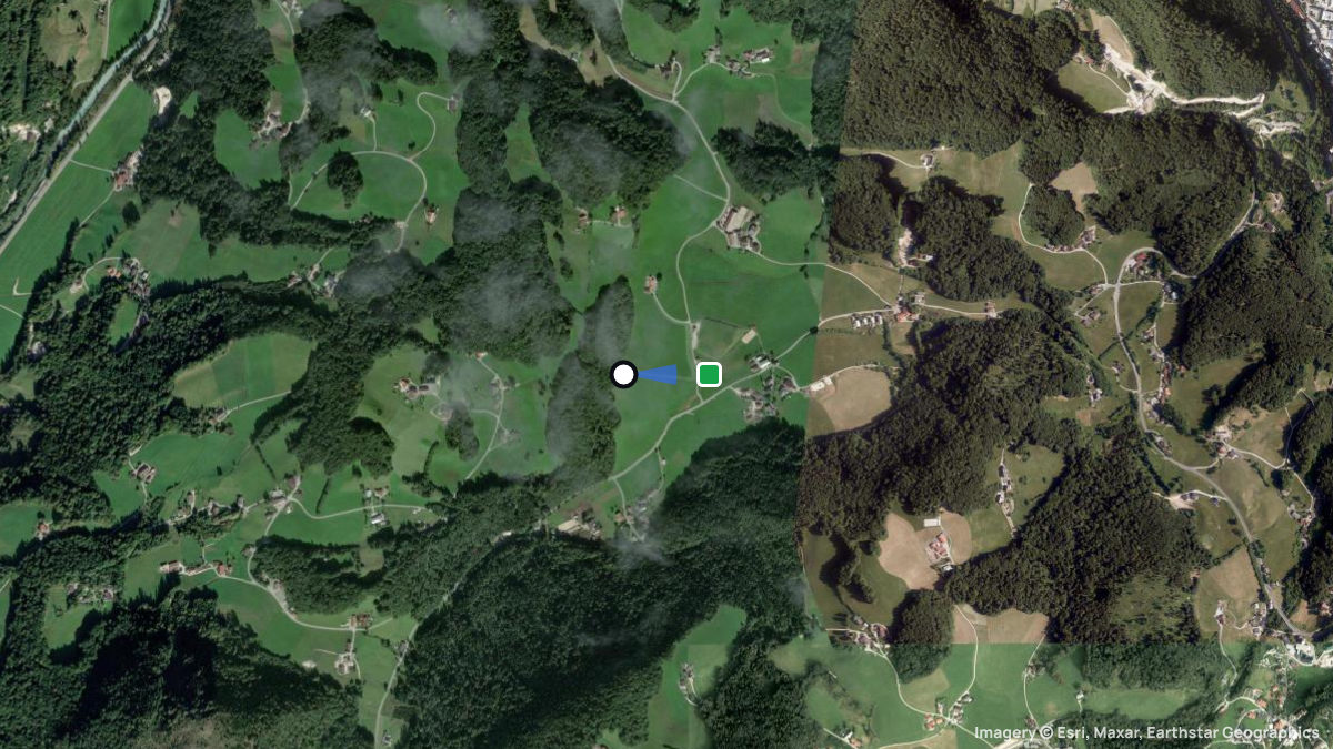 Satellitenkarte von Scheffau mit Start- und Landeplätzen
