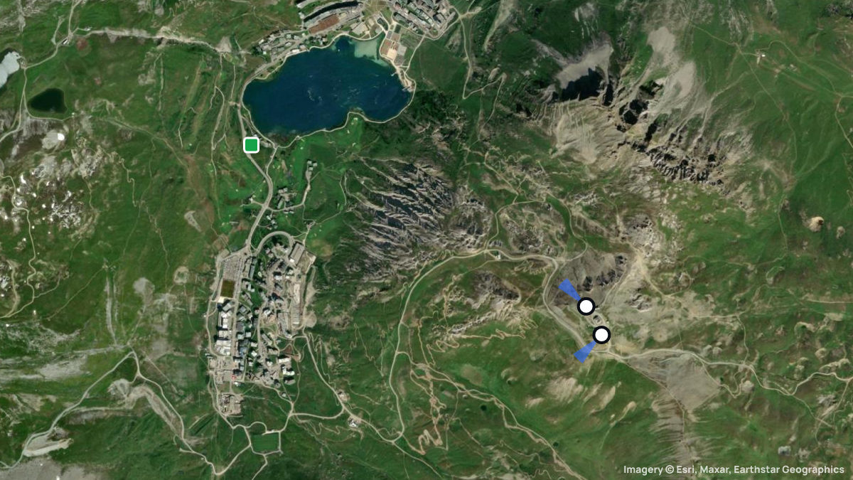 Satellite map of Tignes with its launches and landings