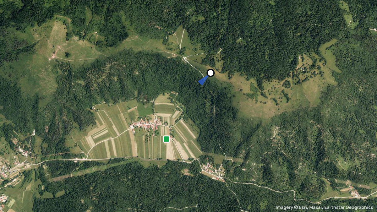 Satellite map of Strmca with its launches and landings