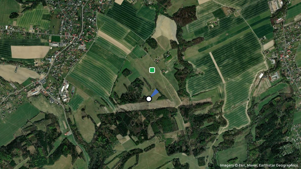 Satellite map of Palkovice with its launches and landings