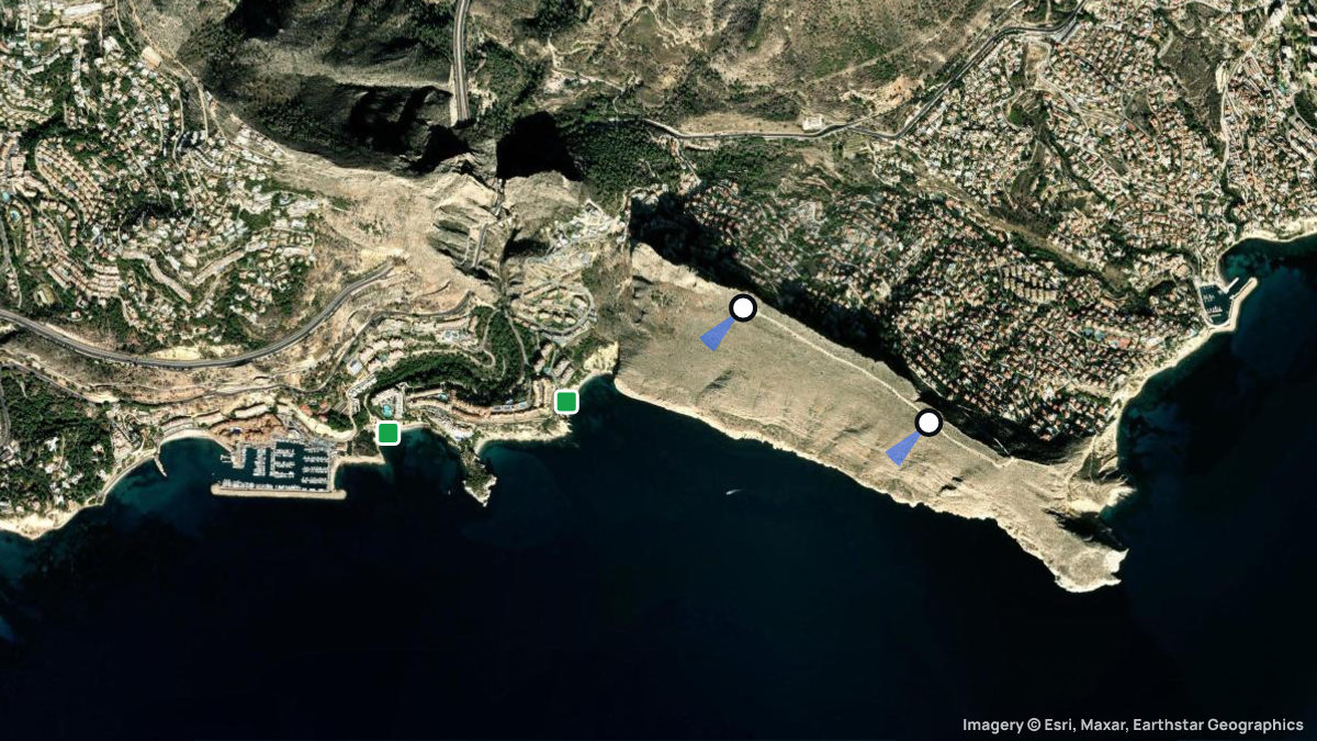 Satellite map of Toix with its launches and landings