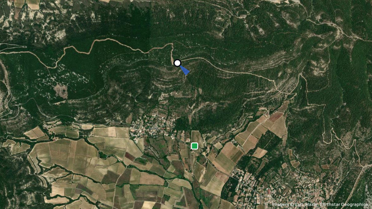Satellite map of Claret with its launches and landings