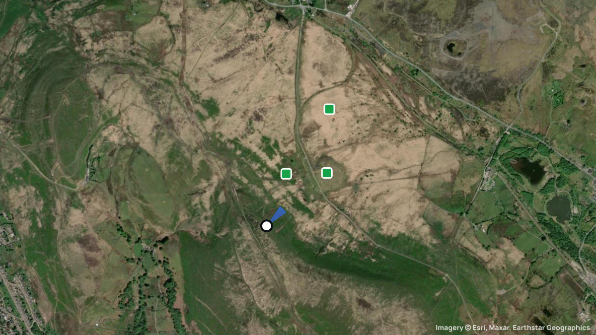 Satellite map of Blaenavon with its launches and landings