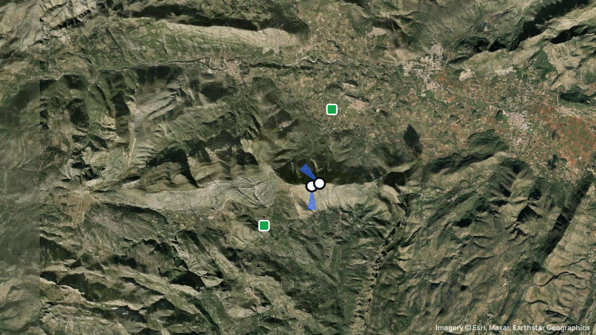 Satellite map of Coll de Rates with its launches and landings