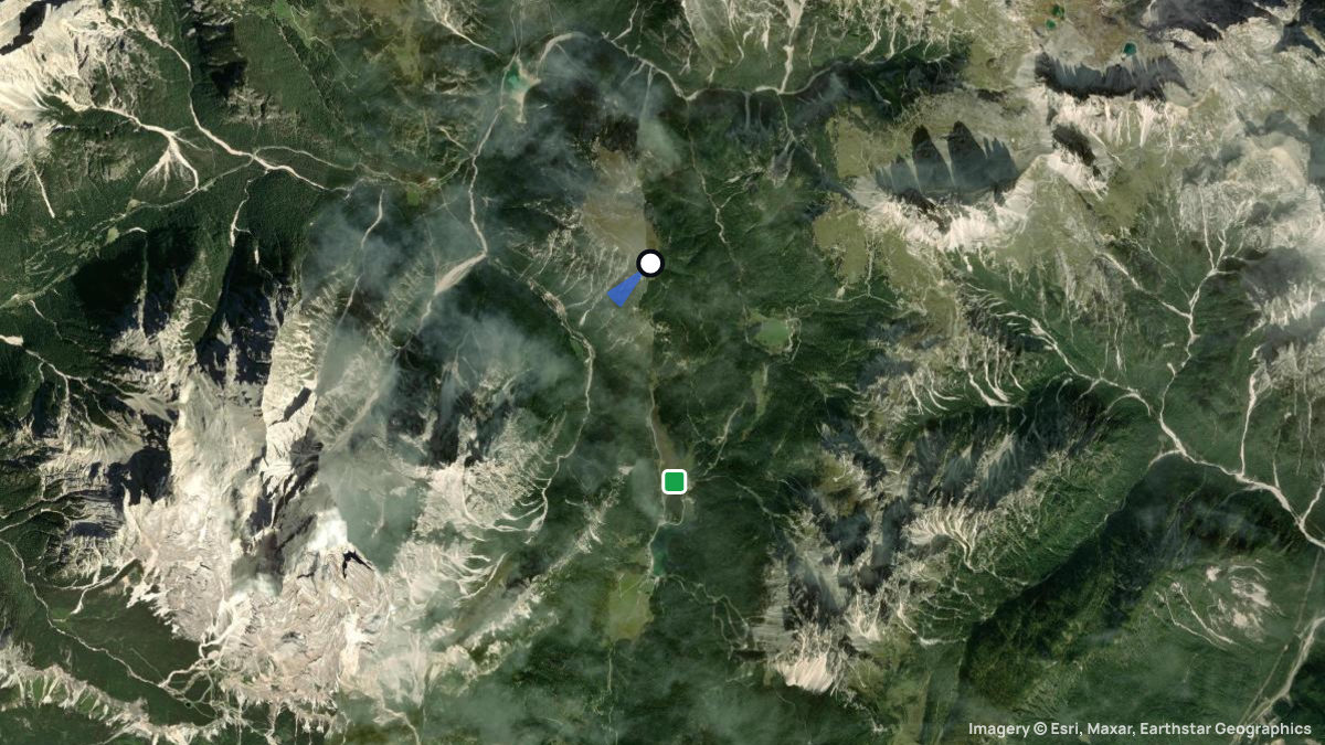 Satellite map of Monte Piana with its launches and landings