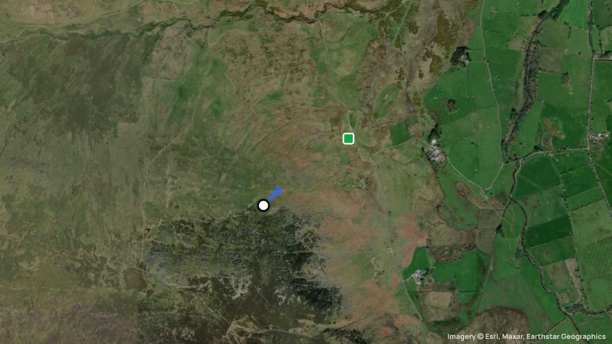 Satellite map of Carrockfell with its launches and landings