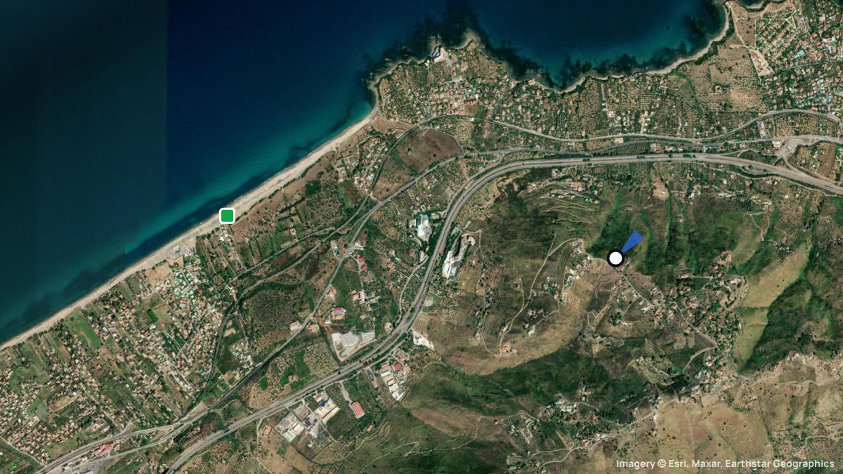 Satellite map of Monte Lascari with its launches and landings