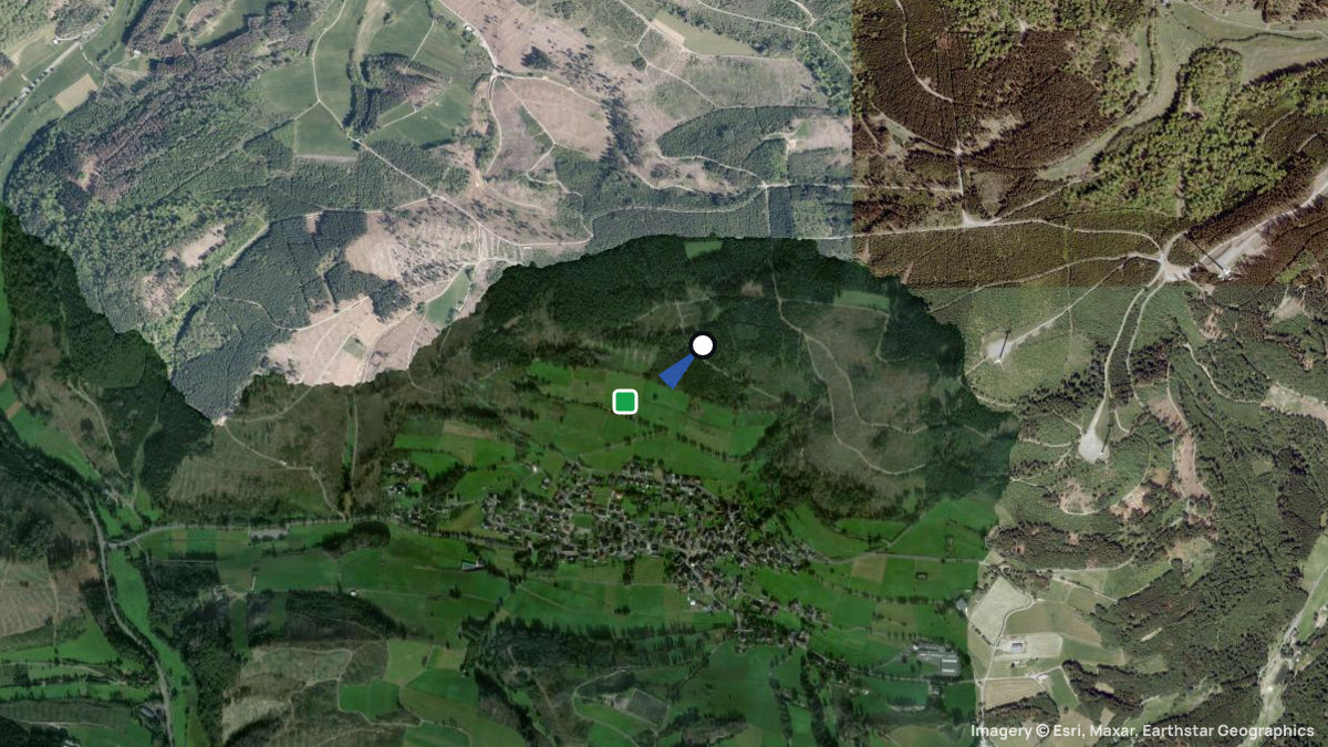 Satellite map of Auf der Ecke with its launches and landings