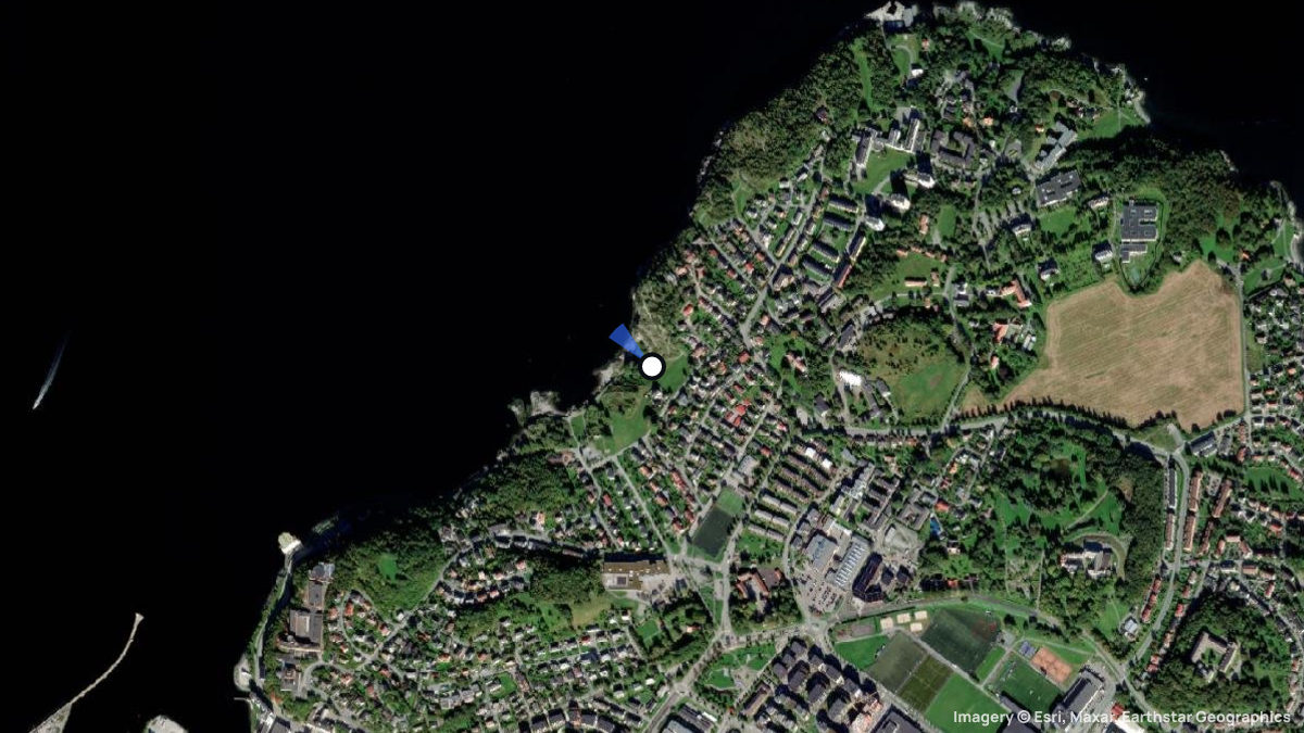 Satellitenkarte von Korsvika mit Start- und Landeplätzen