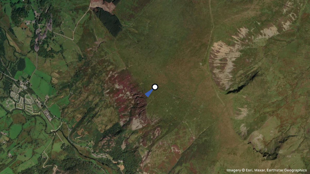 Satellite map of Moel Eilio SW with its launches and landings