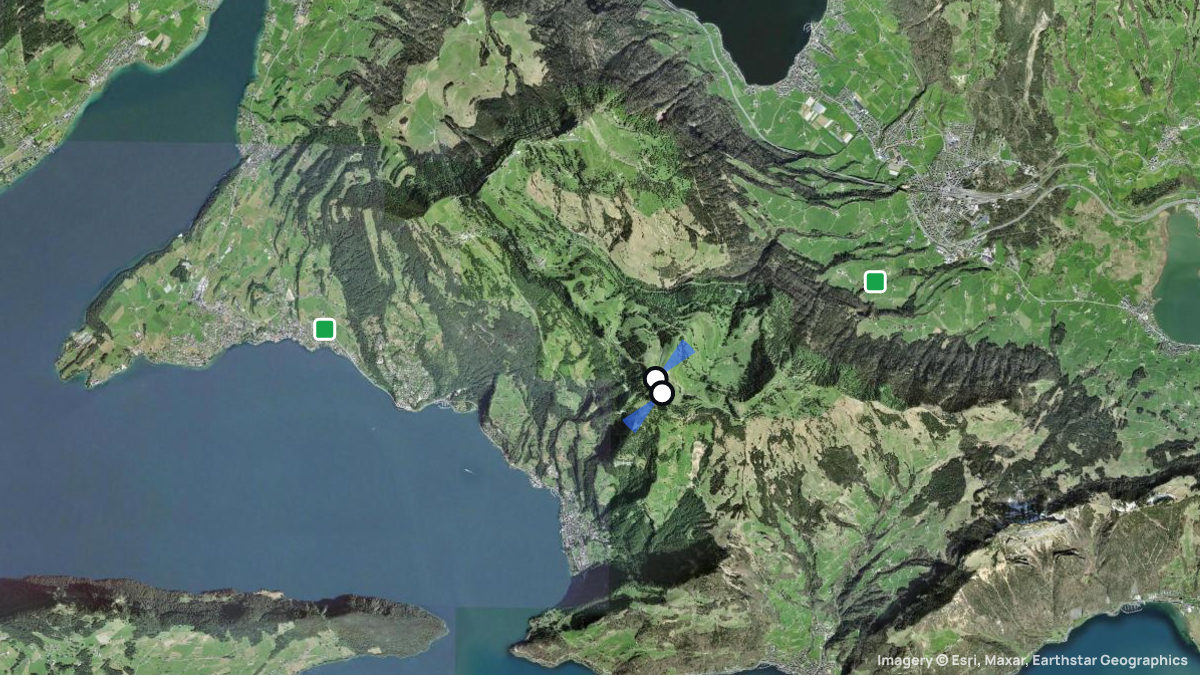 Satellitenkarte von Dossen mit Start- und Landeplätzen