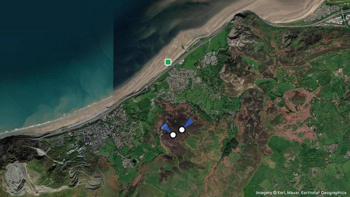 Satellite map of Foel Lus with its launches and landings