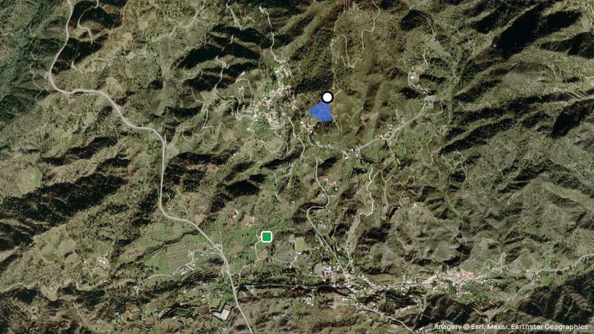 Satellite map of Kalo Chorio with its launches and landings