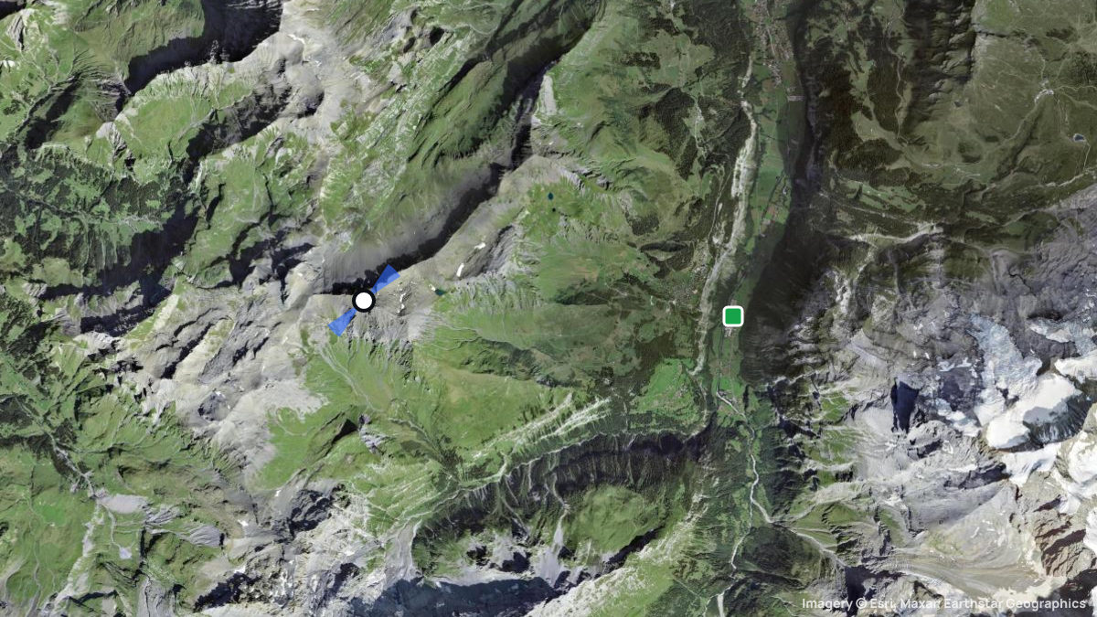 Satellitenkarte von Schilthorn mit Start- und Landeplätzen