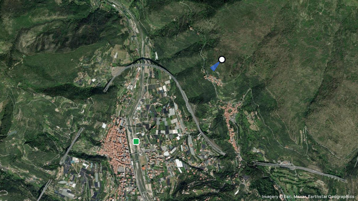 Satellite map of Taggia with its launches and landings