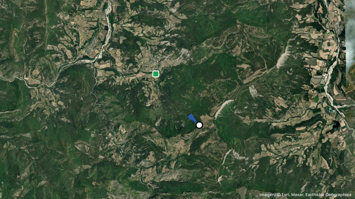 Satellite map of Clot du Ciel with its launches and landings