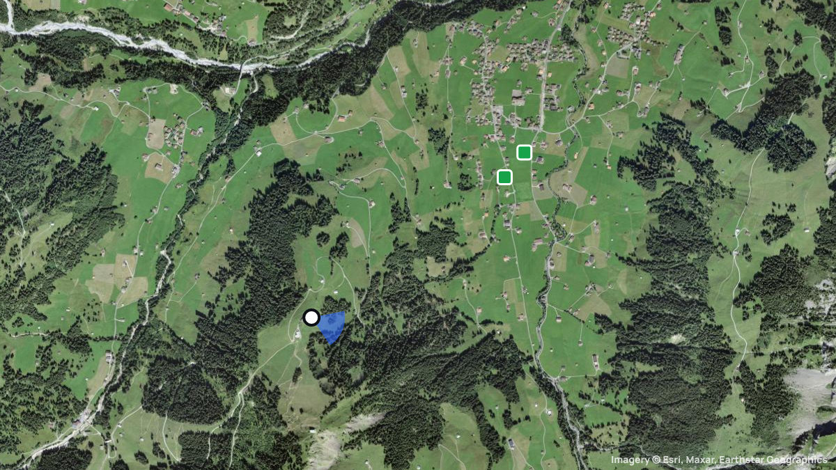Satellitenkarte von Kuonisbergli mit Start- und Landeplätzen