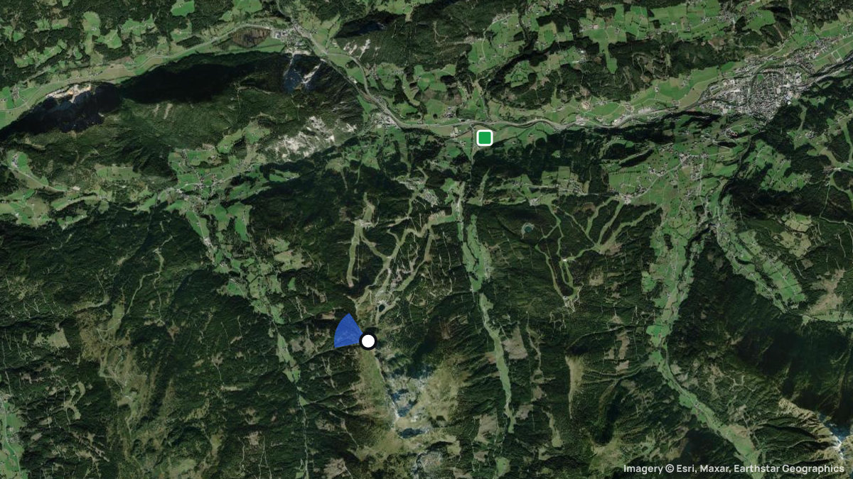 Satellitenkarte von Reiteralm mit Start- und Landeplätzen